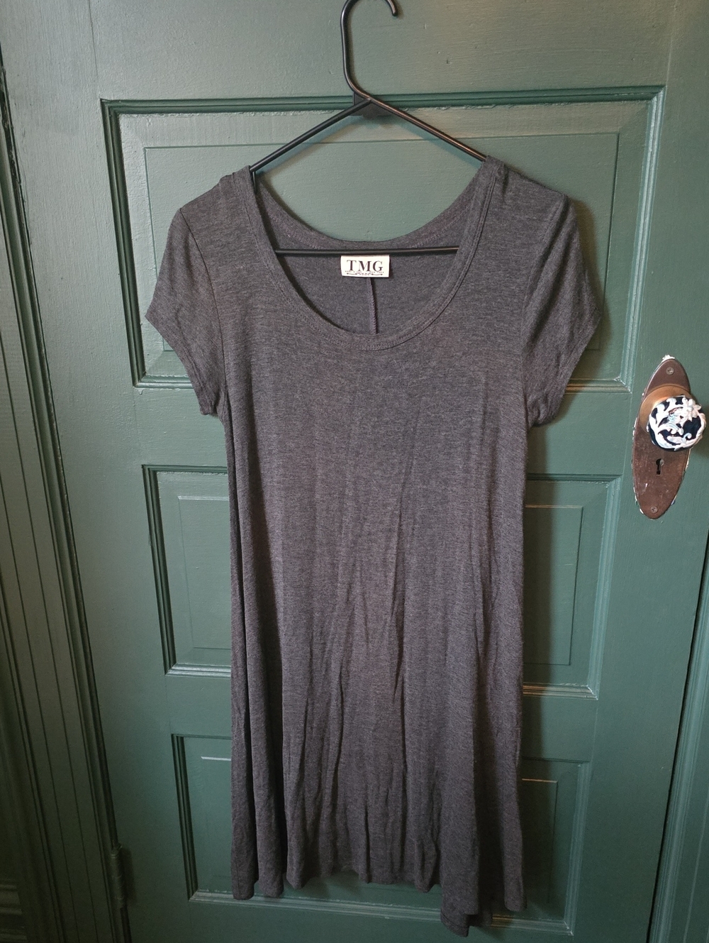 TMG Charcoal Short-Sleeve Mini Dress
